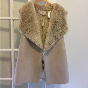 Loft suede and faux fur vest
